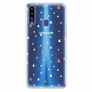 Odolné silikonové pouzdro iSaprio - Abstract Triangles 02 - white - Samsung Galaxy A20s obraz