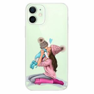 Odolné silikonové pouzdro iSaprio - Kissing Mom - Brunette and Boy - iPhone 12 mini obraz