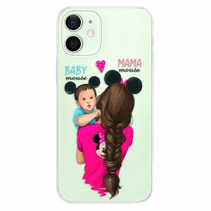 Odolné silikonové pouzdro iSaprio - Mama Mouse Brunette and Boy - iPhone 12 mini obraz