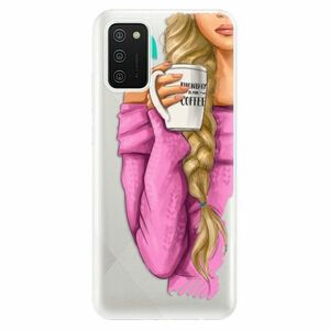 Odolné silikonové pouzdro iSaprio - My Coffe and Blond Girl - Samsung Galaxy A02s obraz