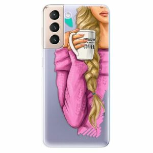 Odolné silikonové pouzdro iSaprio - My Coffe and Blond Girl - Samsung Galaxy S21 obraz