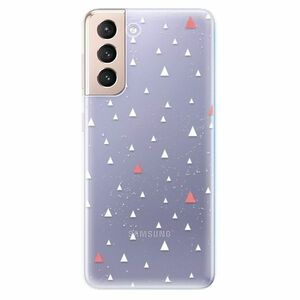 Odolné silikonové pouzdro iSaprio - Abstract Triangles 02 - white - Samsung Galaxy S21 obraz