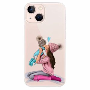 Odolné silikonové pouzdro iSaprio - Kissing Mom - Brunette and Boy - iPhone 13 mini obraz