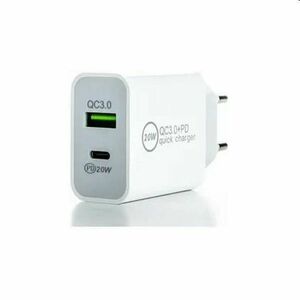 ER POWER Sieťová nabíjačka s USB-C/USB-A, PD, QC, 20W, bílá obraz