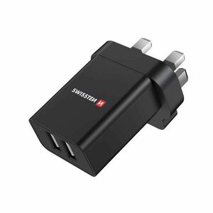 Sítóvý Adaptér Swissten 2x USB 10, 5W pre UK, černý obraz