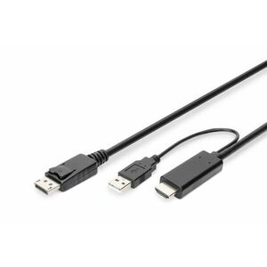 HDMI to DP adapter cable, 2m, 4K@30Hz external Power AK-330111-020-S obraz