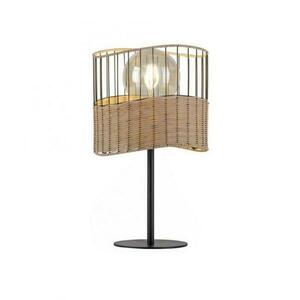 LEUCHTEN DIREKT is JUST LIGHT stolní lampa z černého kovu a dřeva v rustikálním vintage stylu obraz
