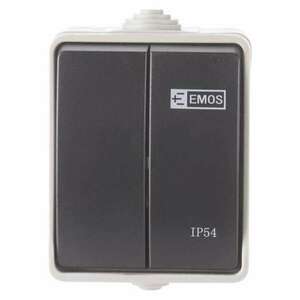 EMOS Přepínač nástěnný č. 5 IP54, 2 tlačítka 3104139811 obraz
