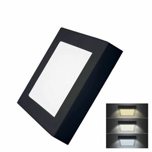 Solight LED mini panel CCT, přisazený, 12W, 900lm, 3000K, 4000K, 6000K, čtvercový, černá barva WD171-B obraz