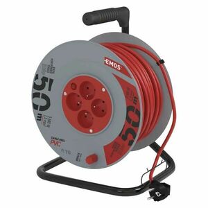 EMOS Červený prodlužovací kabel na bubnu 50m, 4 zásuvky, PVC, 230V, 1.5mm2 P19450 obraz