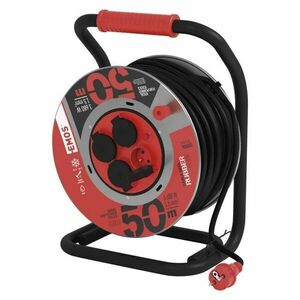 EMOS Černý venkovní prodlužovací kabel na kovovém bubnu 50m, 4 zásuvky, guma, 230V, 1.5mm2 P084505 obraz