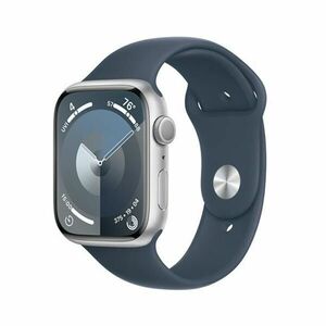 Apple Watch Series 9 GPS 45mm Silver Aluminium Case with Storm Blue Sport Band - M/L obraz