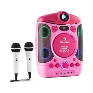 Auna Kara Projectura, růžový, karaoke systém s projektorem, LED světelná show obraz