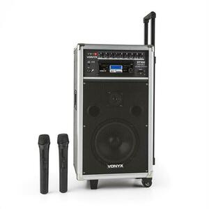 Vonyx ST-100 MK2, přenosný PA audio systém, bluetooth, CD, USB, SD, MP3, akumulátor, UKV obraz