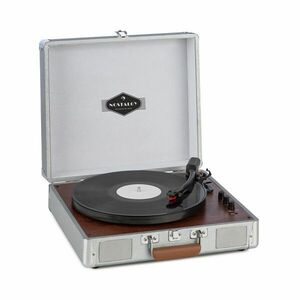 Auna Billy Bob, gramofon s BT, stereo reproduktor, bluetooth, stříbrný obraz