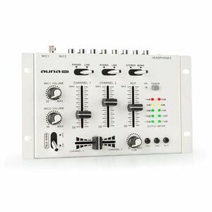 Auna Pro TMX-2211, MKII, DJ-Mixer, 3/2 kanálů, crossfader, talkover, montáž na rack, bílý obraz