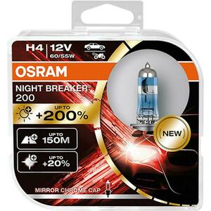 OSRAM H4 12V NIGHT BREAKER 200 +200% více světla 2ks 64193NB200-HCB obraz