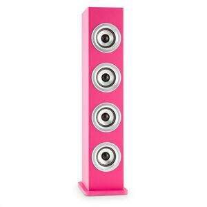 Auna Karaboom LED, růžová, bluetooth reproduktor, USB, AUX, karaoke, 2 mikrofony obraz