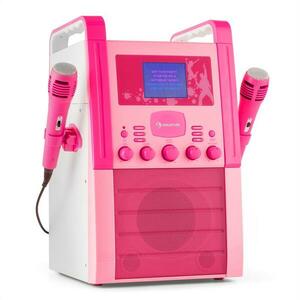 Auna KA8P-V2 PK, růžová, karaoke systém s CD přehrávačem, AUX, 2 mikrofony obraz