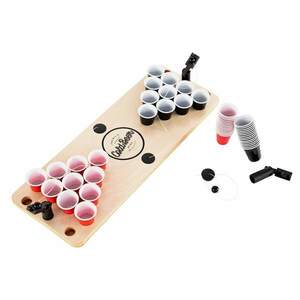 BeerCup Ace Mini Beer Pong, stůl, 25 černých a červených panáků, 3 vystřelovače míčků, 3 míčky obraz
