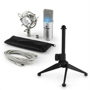 Auna MIC-900S-LED V1, USB mikrofonní sada, stříbrný kondenzátorový mikrofon + stolní stativ obraz
