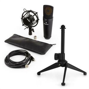 Auna MIC-920B USB mikrofonní sada V1 – černý velkomembránový mikrofon a stolní stojánek obraz