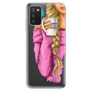 Odolné silikonové pouzdro iSaprio - My Coffe and Blond Girl - Samsung Galaxy A03s obraz
