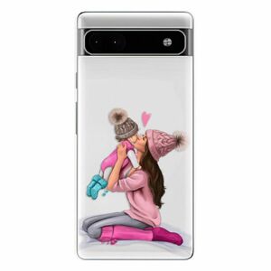 Odolné silikonové pouzdro iSaprio - Kissing Mom - Brunette and Girl - Google Pixel 6a 5G obraz