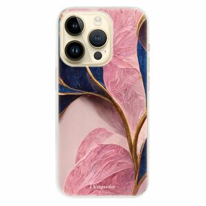 Odolné silikonové pouzdro iSaprio - Pink Blue Leaves - iPhone 14 Pro obraz