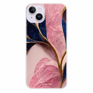Odolné silikonové pouzdro iSaprio - Pink Blue Leaves - iPhone 14 Plus obraz