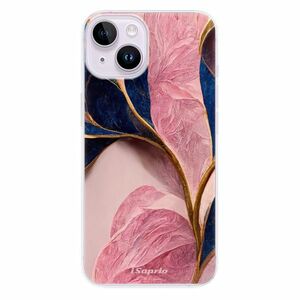Odolné silikonové pouzdro iSaprio - Pink Blue Leaves - iPhone 14 obraz