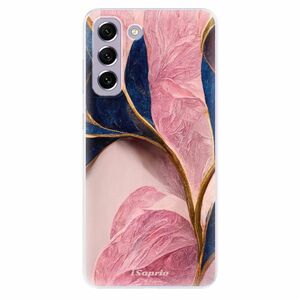 Odolné silikonové pouzdro iSaprio - Pink Blue Leaves - Samsung Galaxy S21 FE 5G obraz