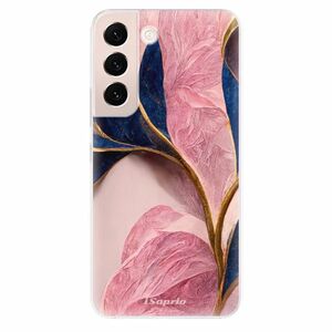 Odolné silikonové pouzdro iSaprio - Pink Blue Leaves - Samsung Galaxy S22+ 5G obraz