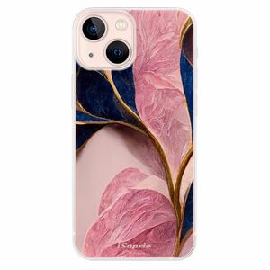 Odolné silikonové pouzdro iSaprio - Pink Blue Leaves - iPhone 13 mini obraz
