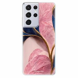 Odolné silikonové pouzdro iSaprio - Pink Blue Leaves - Samsung Galaxy S21 Ultra obraz