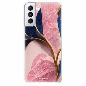 Odolné silikonové pouzdro iSaprio - Pink Blue Leaves - Samsung Galaxy S21+ obraz