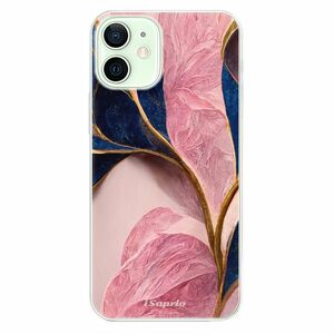 Odolné silikonové pouzdro iSaprio - Pink Blue Leaves - iPhone 12 mini obraz
