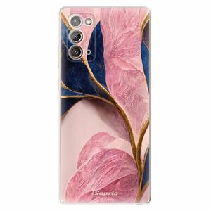 Odolné silikonové pouzdro iSaprio - Pink Blue Leaves - Samsung Galaxy Note 20 obraz