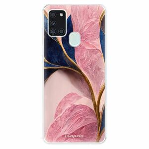 Odolné silikonové pouzdro iSaprio - Pink Blue Leaves - Samsung Galaxy A21s obraz