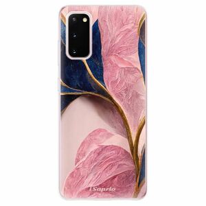 Odolné silikonové pouzdro iSaprio - Pink Blue Leaves - Samsung Galaxy S20 obraz