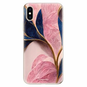 Odolné silikonové pouzdro iSaprio - Pink Blue Leaves - iPhone XS obraz