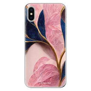 Odolné silikonové pouzdro iSaprio - Pink Blue Leaves - iPhone X obraz