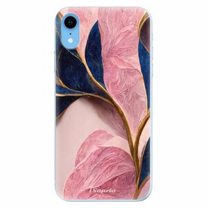Odolné silikonové pouzdro iSaprio - Pink Blue Leaves - iPhone XR obraz