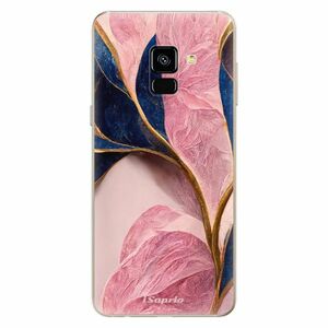 Odolné silikonové pouzdro iSaprio - Pink Blue Leaves - Samsung Galaxy A8 2018 obraz