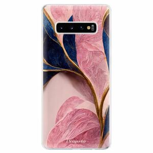 Odolné silikonové pouzdro iSaprio - Pink Blue Leaves - Samsung Galaxy S10+ obraz
