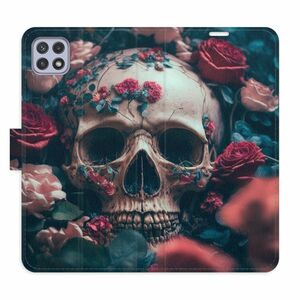 Flipové pouzdro iSaprio - Skull in Roses 02 - Samsung Galaxy A22 5G obraz