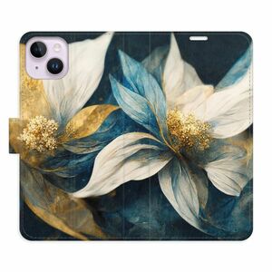Flipové pouzdro iSaprio - Gold Flowers - iPhone 14 Plus obraz