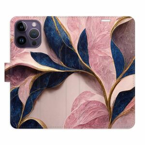 Flipové pouzdro iSaprio - Pink Leaves - iPhone 14 Pro Max obraz