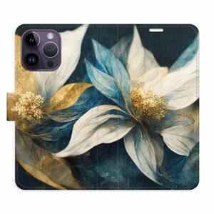 Flipové pouzdro iSaprio - Gold Flowers - iPhone 14 Pro Max obraz
