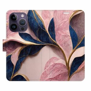 Flipové pouzdro iSaprio - Pink Leaves - iPhone 14 Pro obraz